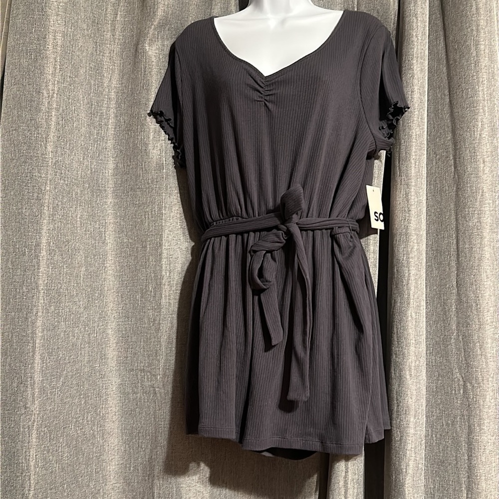 New Women’s Short Sleeve Belted Knit Top - XXL
